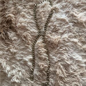 CHANEL Gold-Tone Chain Necklace with Iconic Emblem